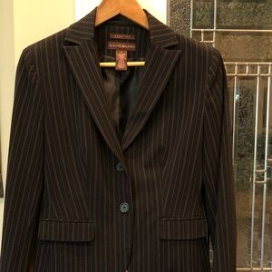 Bandolino Black Pinstripe Blazer with Subtle Beige Stripes